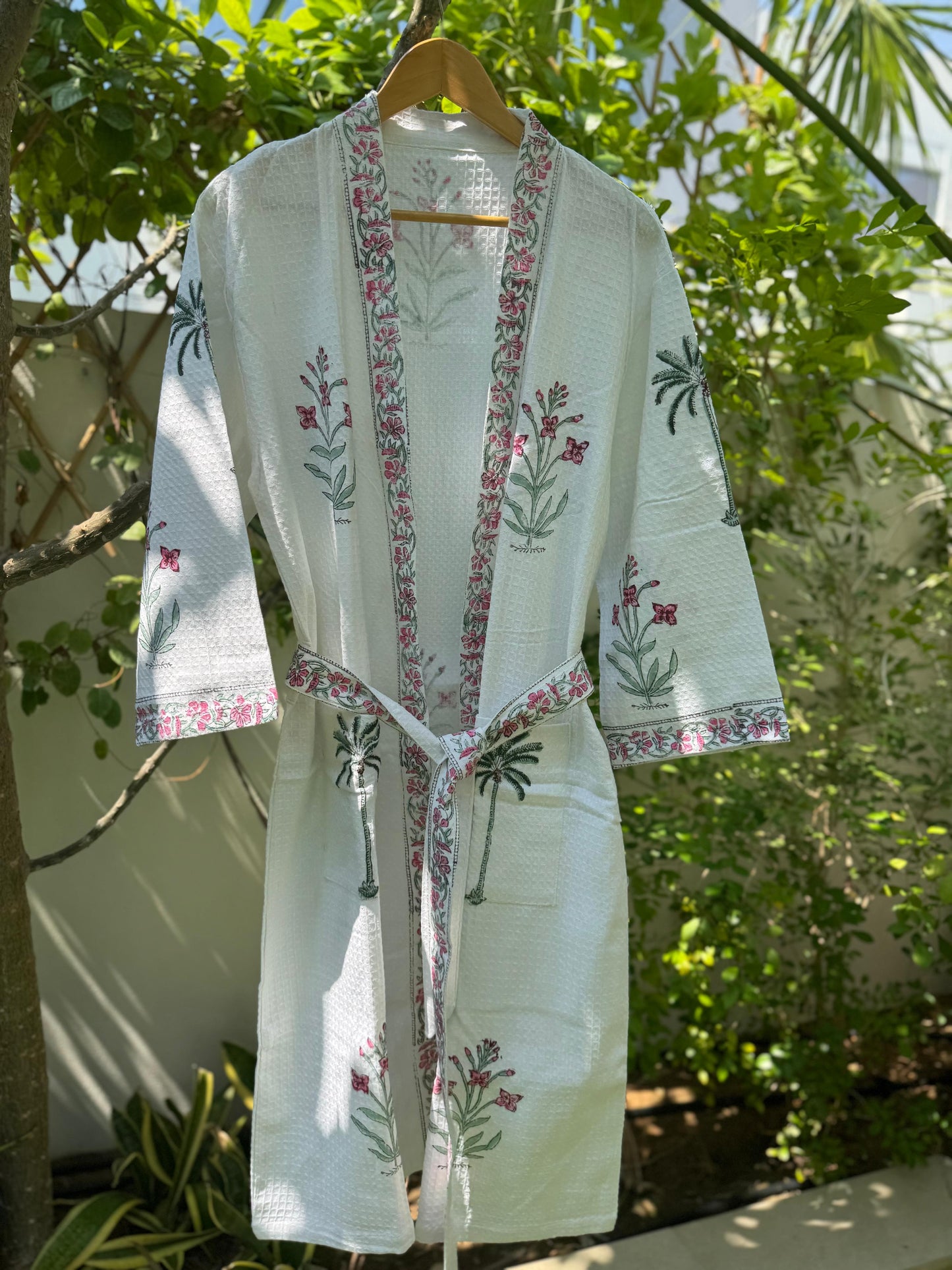 Palm Tree Block Printed Bathrobe