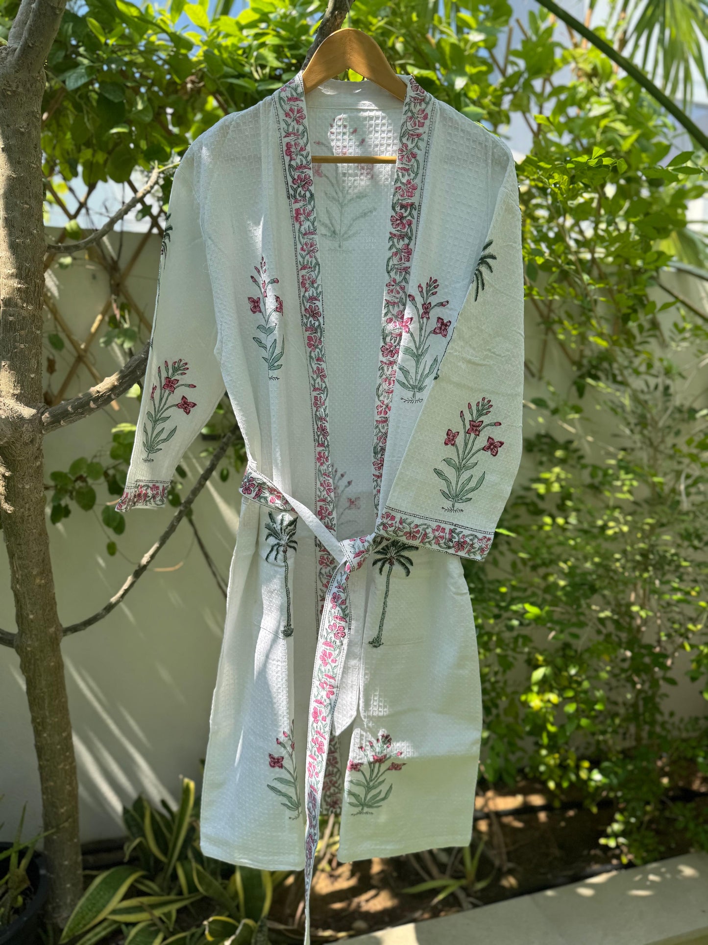 Palm Tree Block Printed Bathrobe