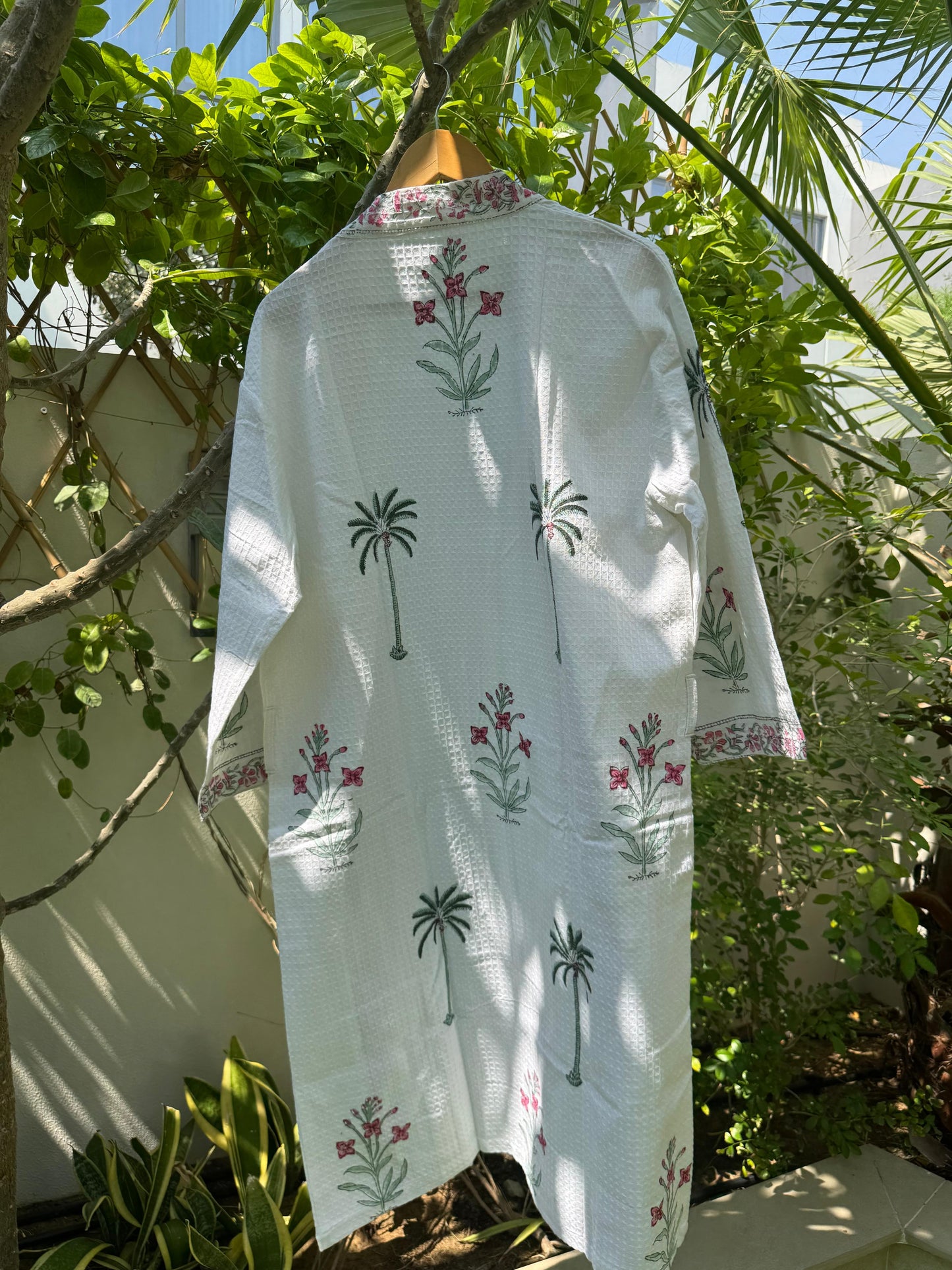 Palm Tree Block Printed Bathrobe
