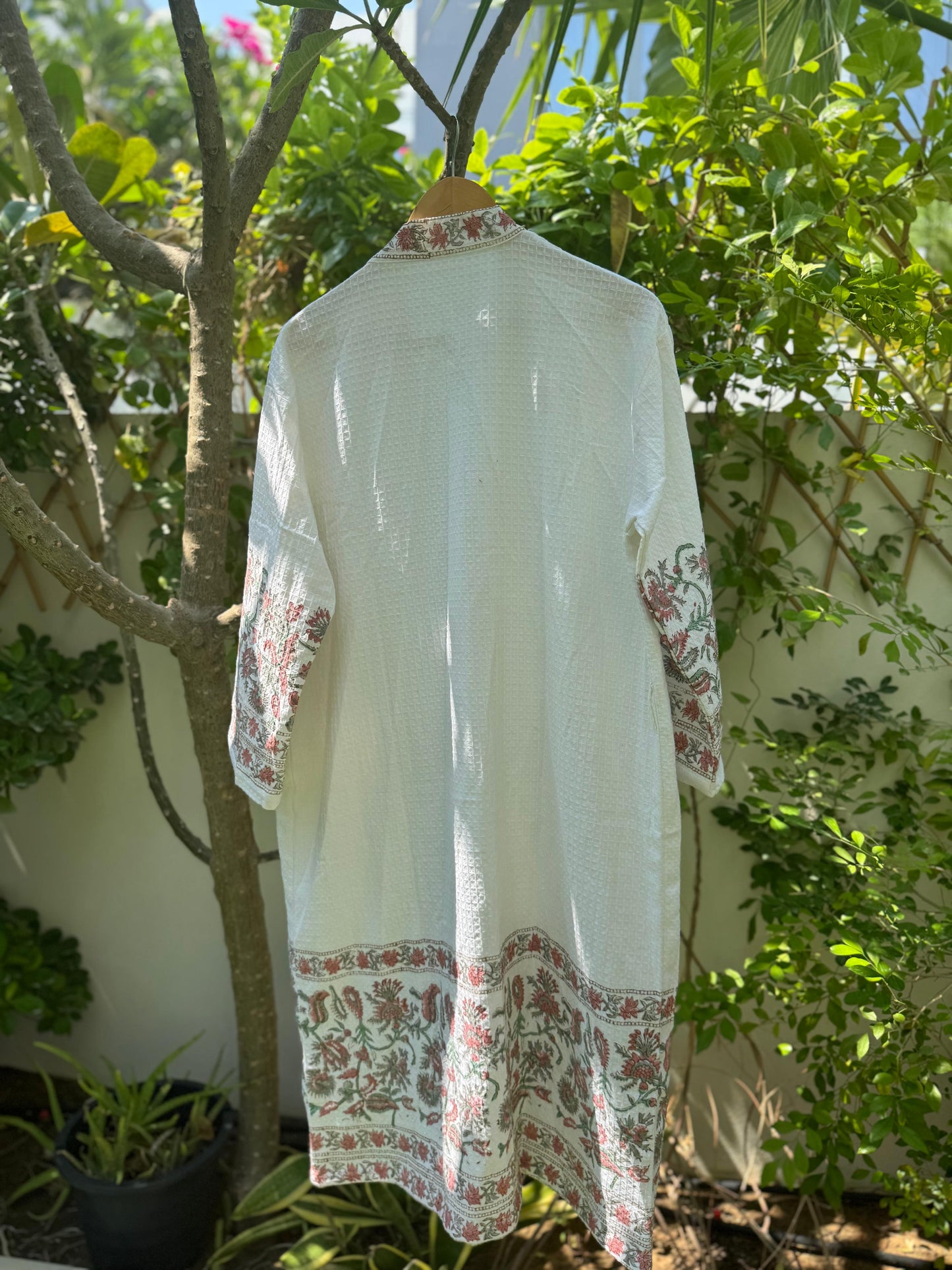 Flowers Block Printed Bathrobe