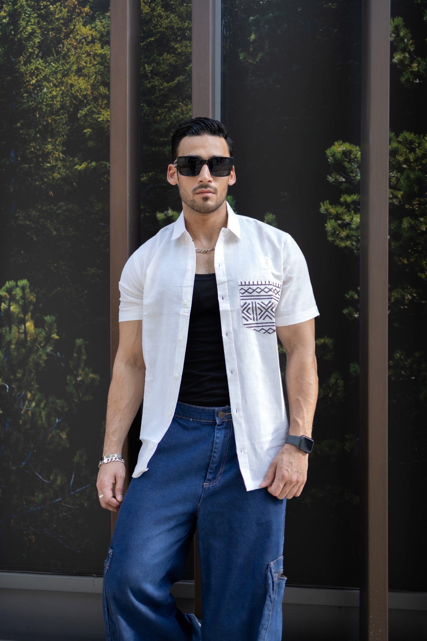 Karigar Edit White Shirt- Indie Pocket Print