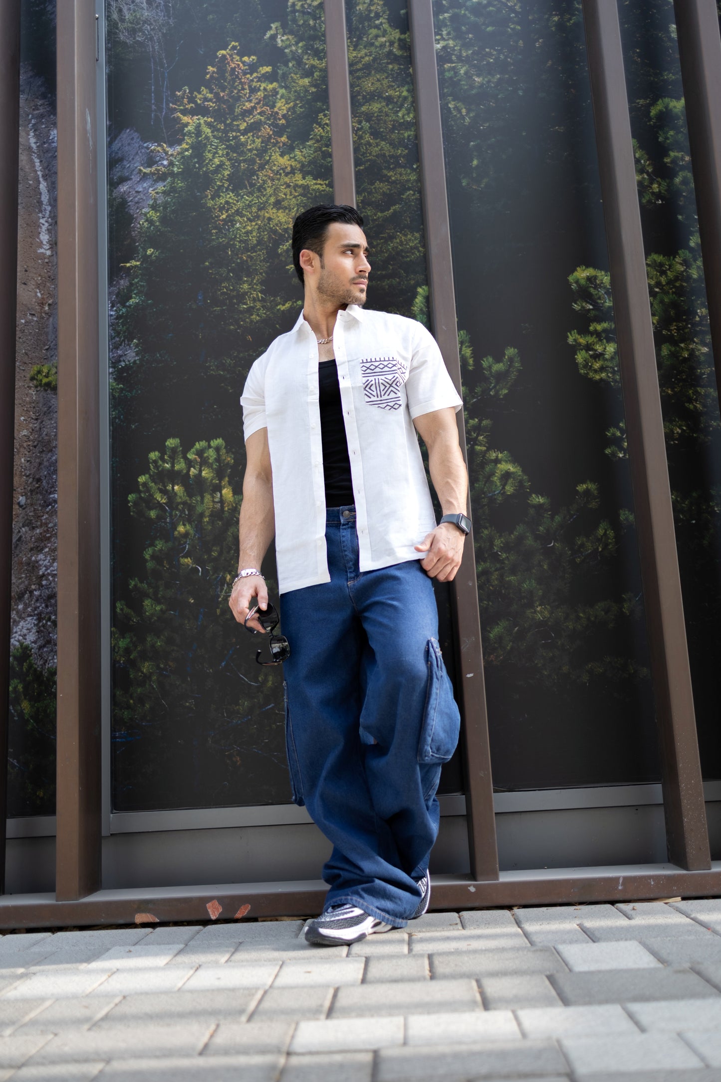 Karigar Edit White Shirt- Indie Pocket Print