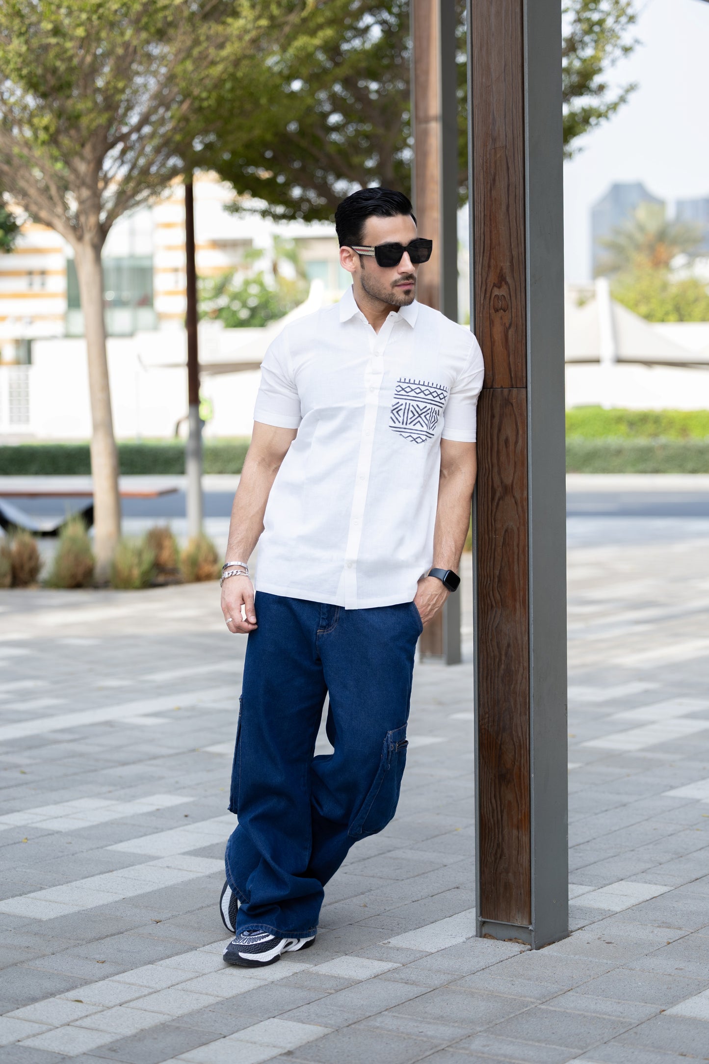 Karigar Edit White Shirt- Indie Pocket Print
