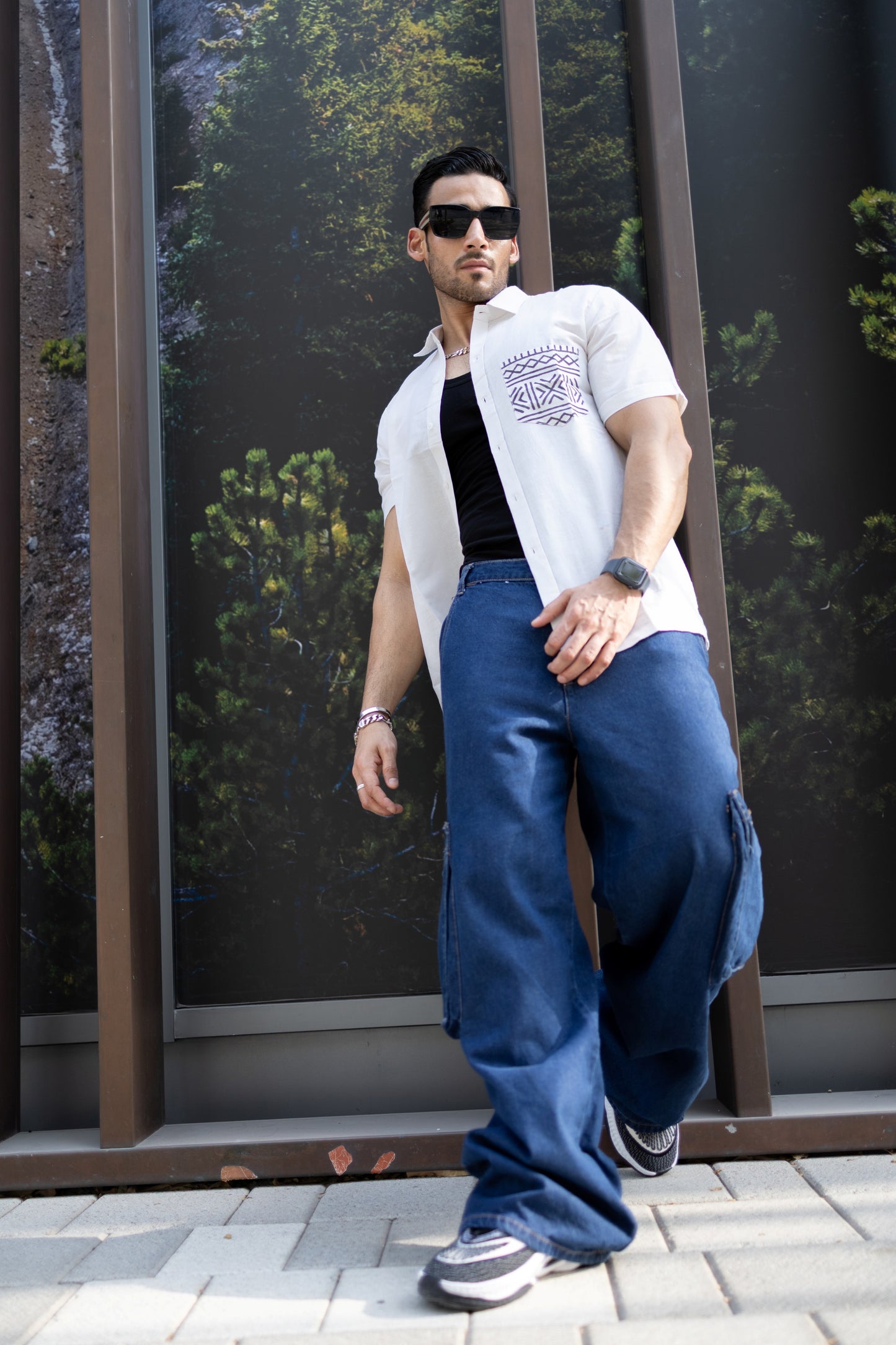Karigar Edit White Shirt- Indie Pocket Print