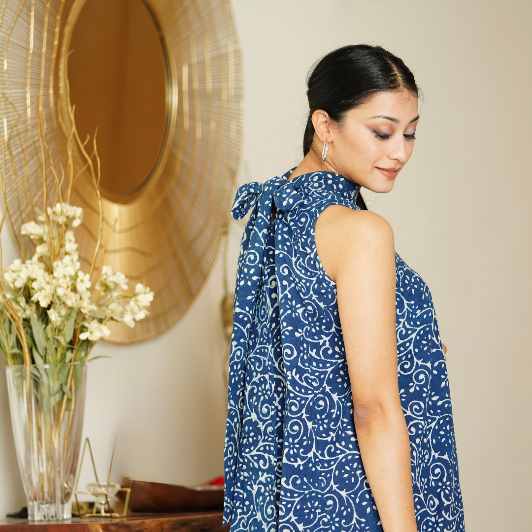 Tieback Indigo Dress