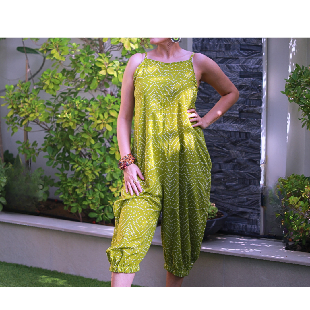 Bandhani Jumpsuit - Green