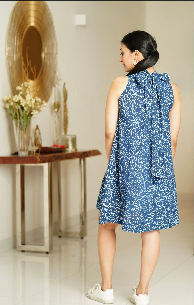 Tieback Indigo Dress