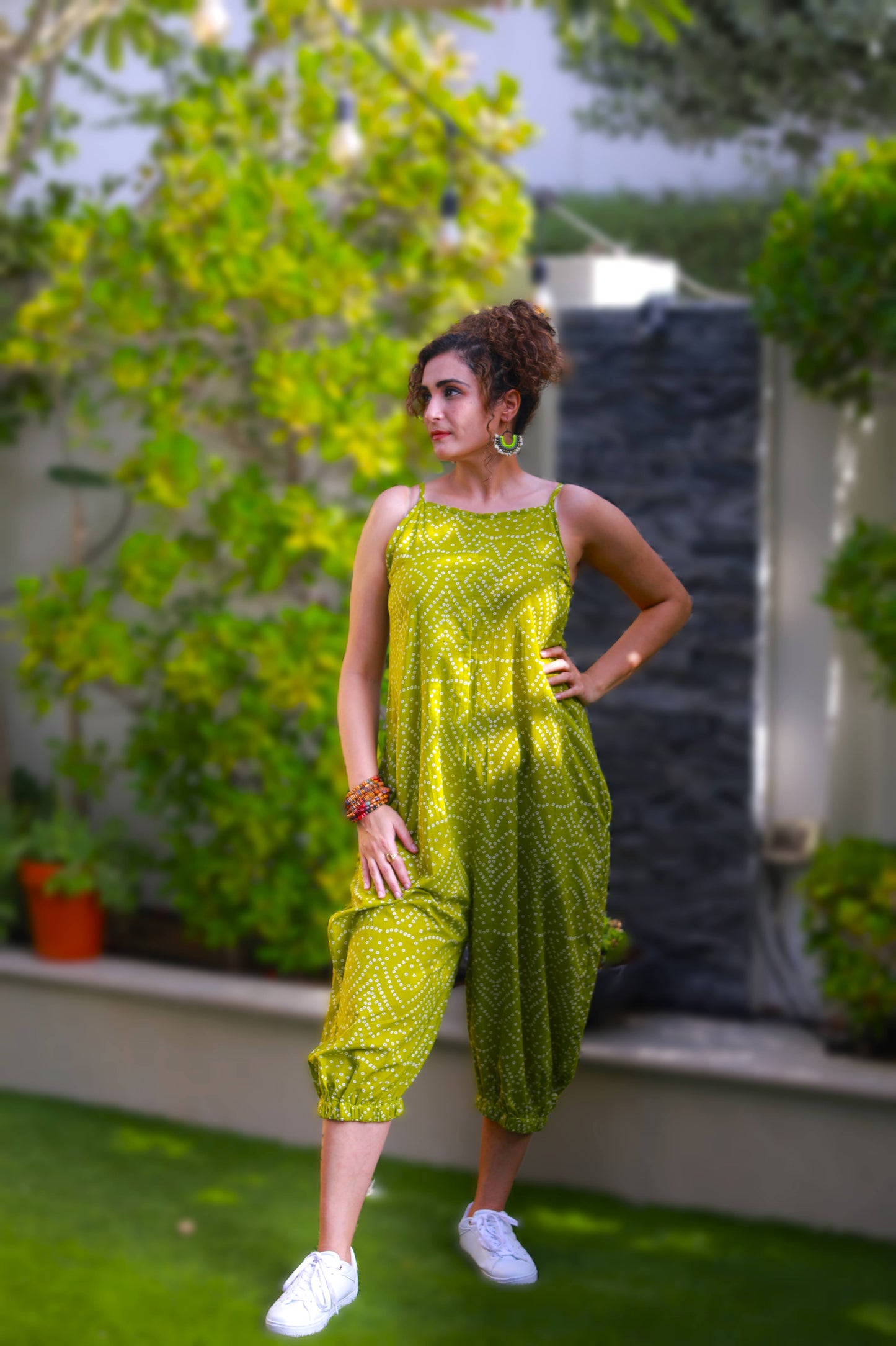 Bandhani Jumpsuit - Green