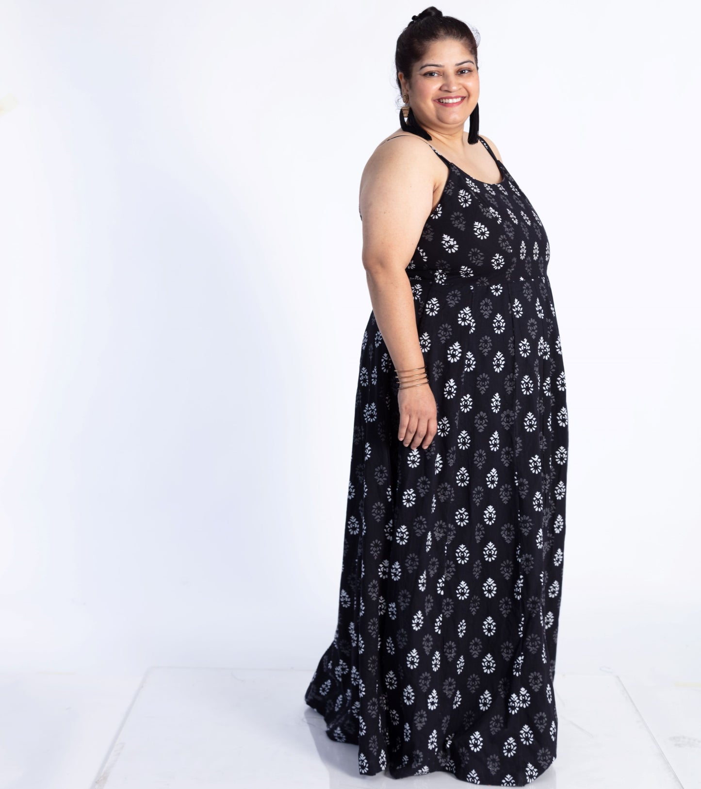 Black & White Motif Maxi Dress