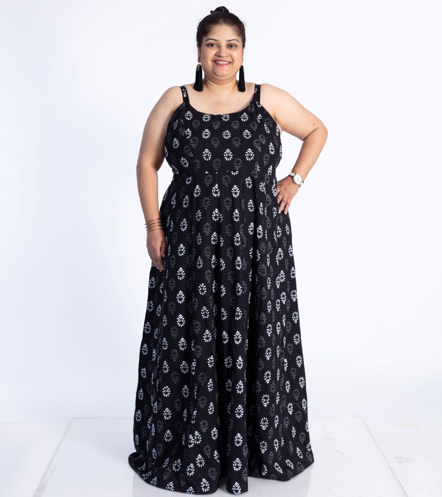 Black & White Motif Maxi Dress