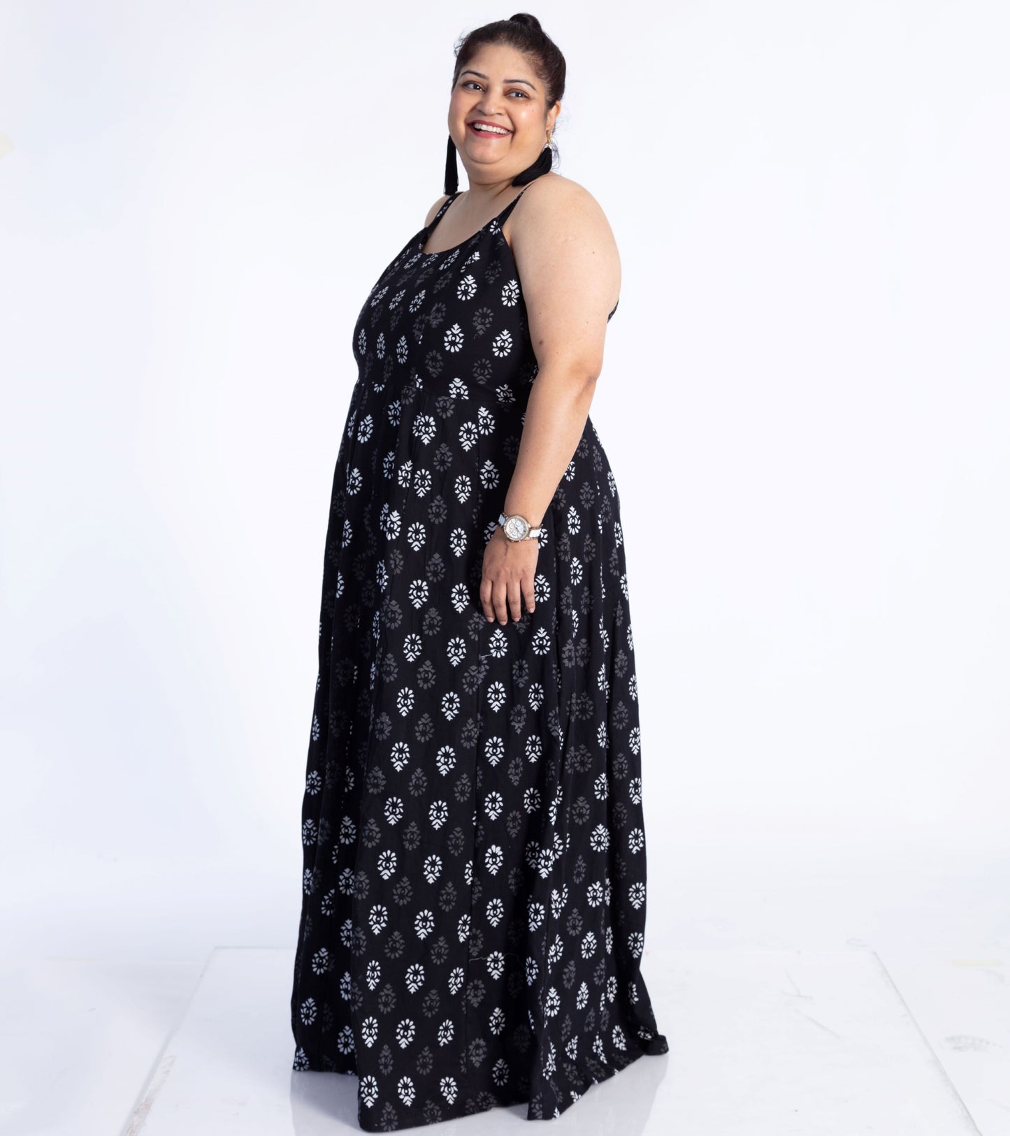 Black & White Motif Maxi Dress