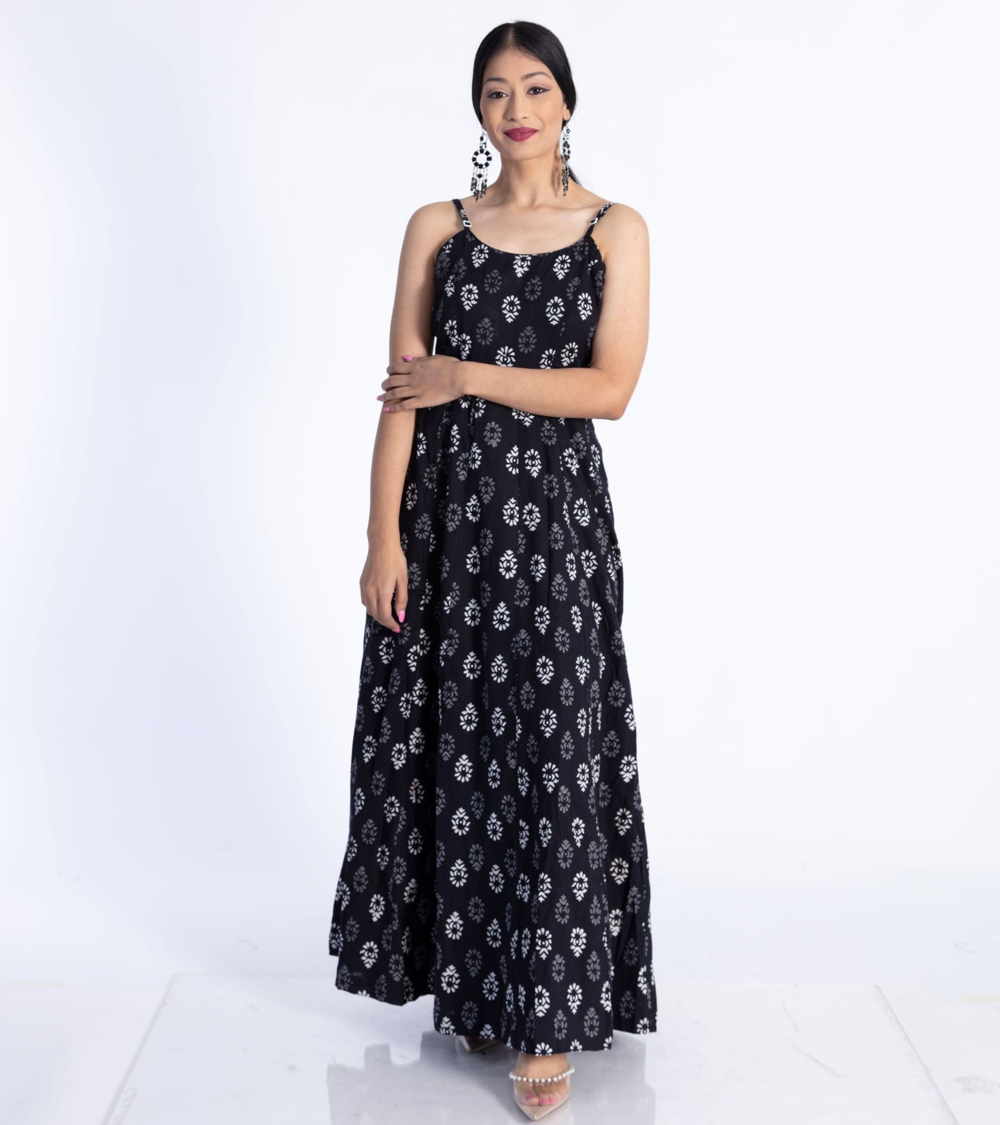 Black & White Motif Maxi Dress