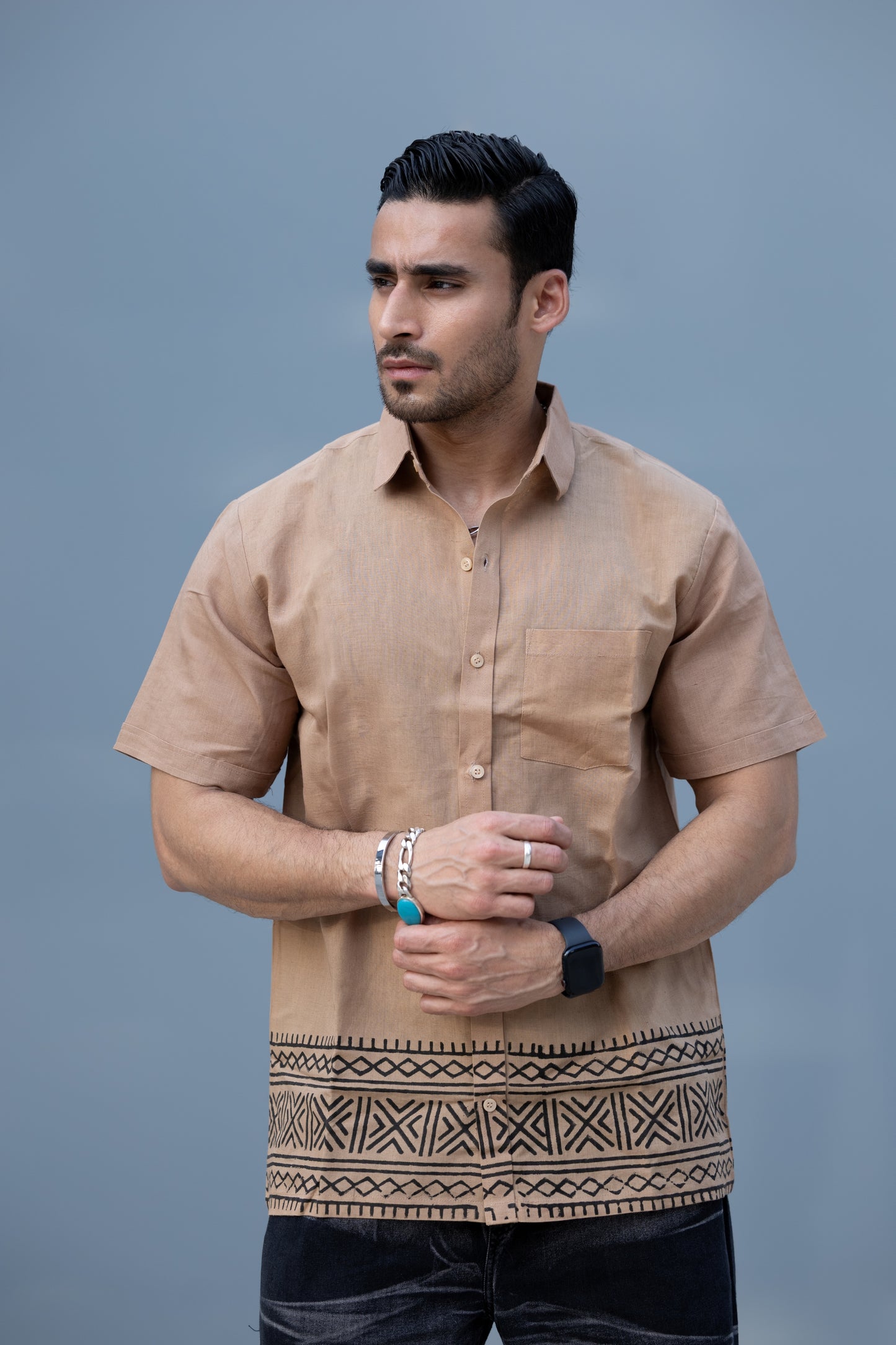 Karigar Edit Brown Shirt- Indie Edge Print