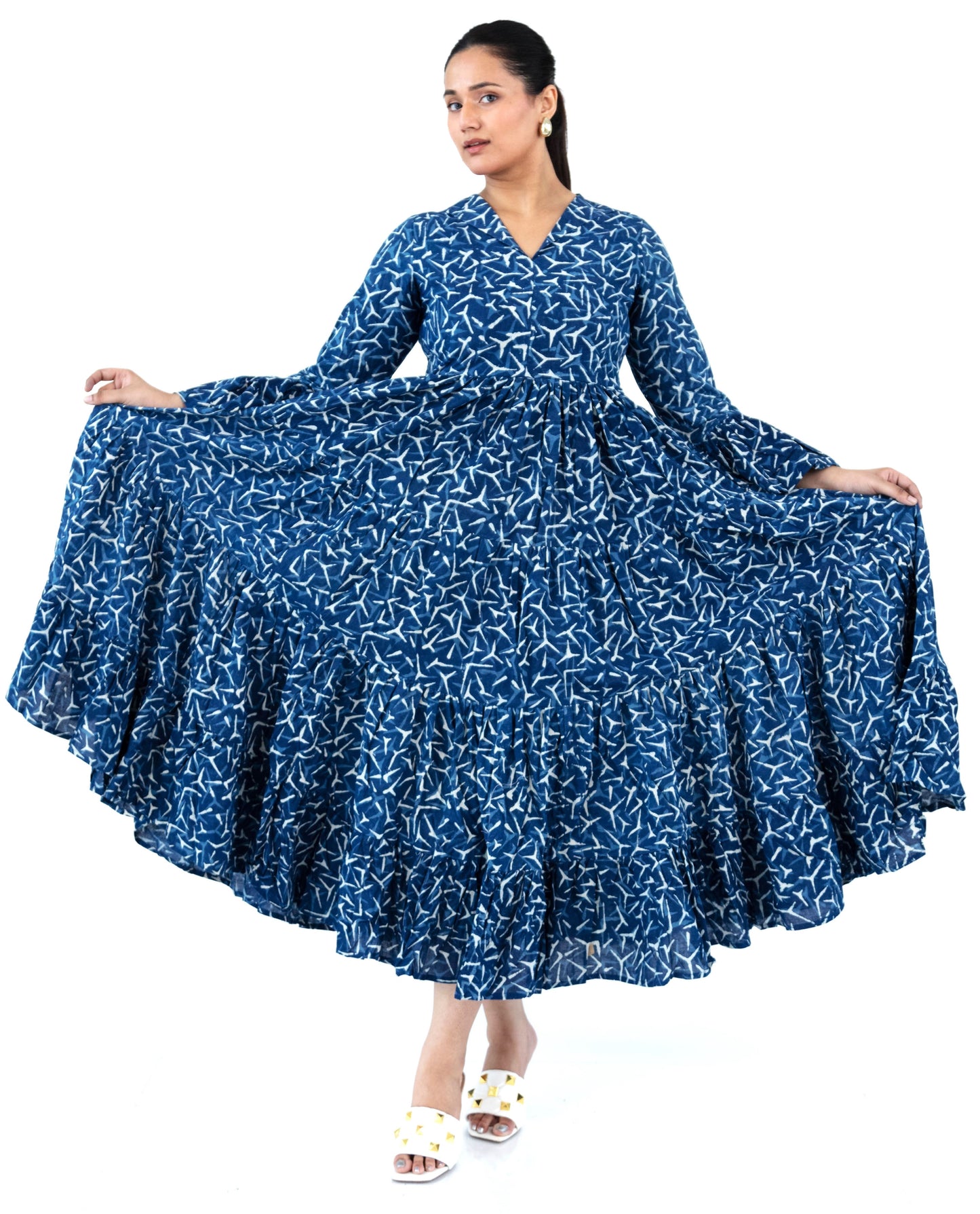 Indigo Dress - Bell Sleeve