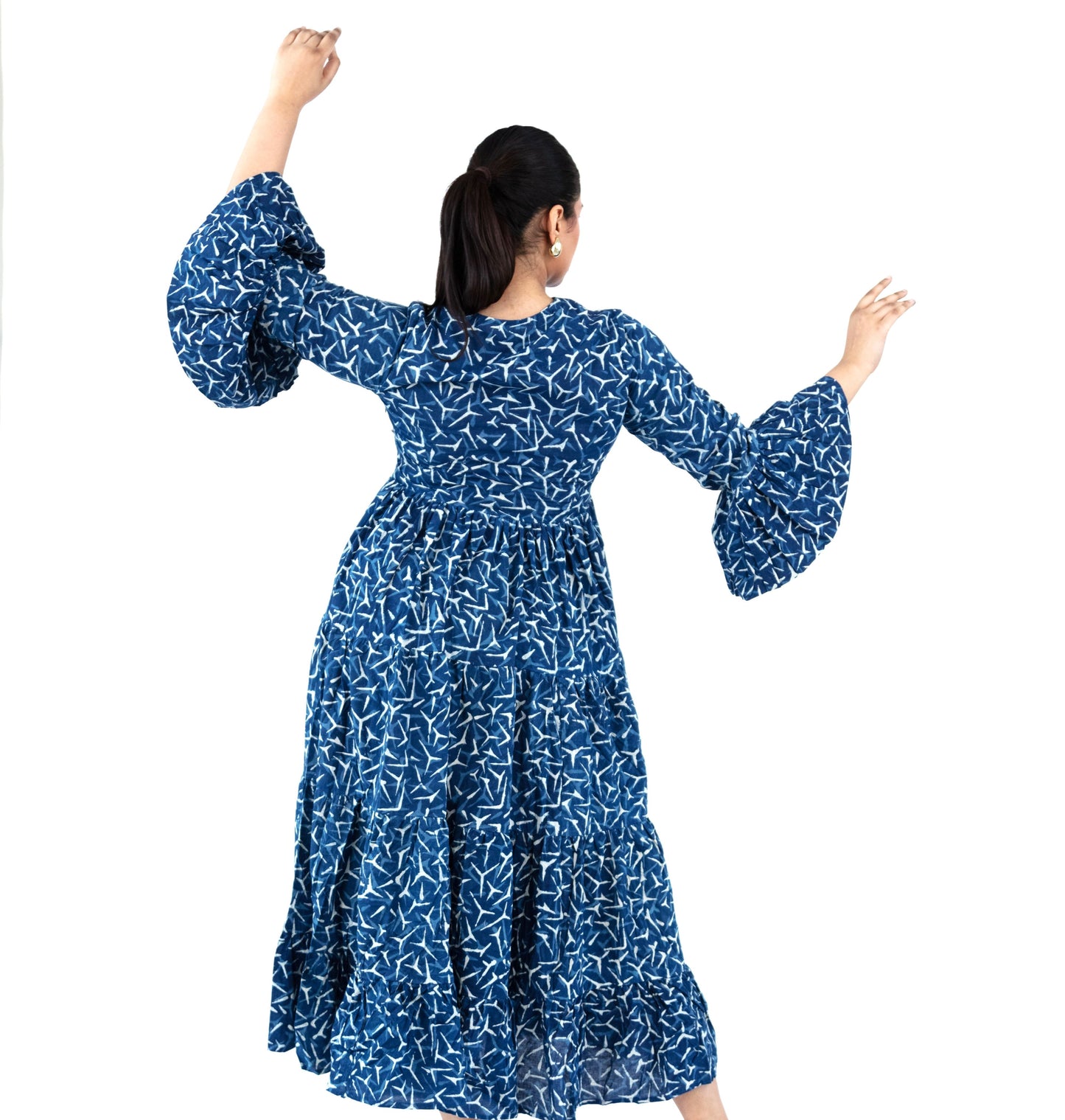 Indigo Dress - Bell Sleeve