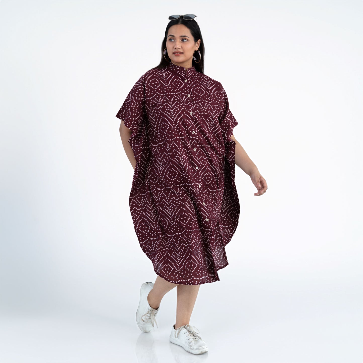 Maroon Bandhani Kaftan