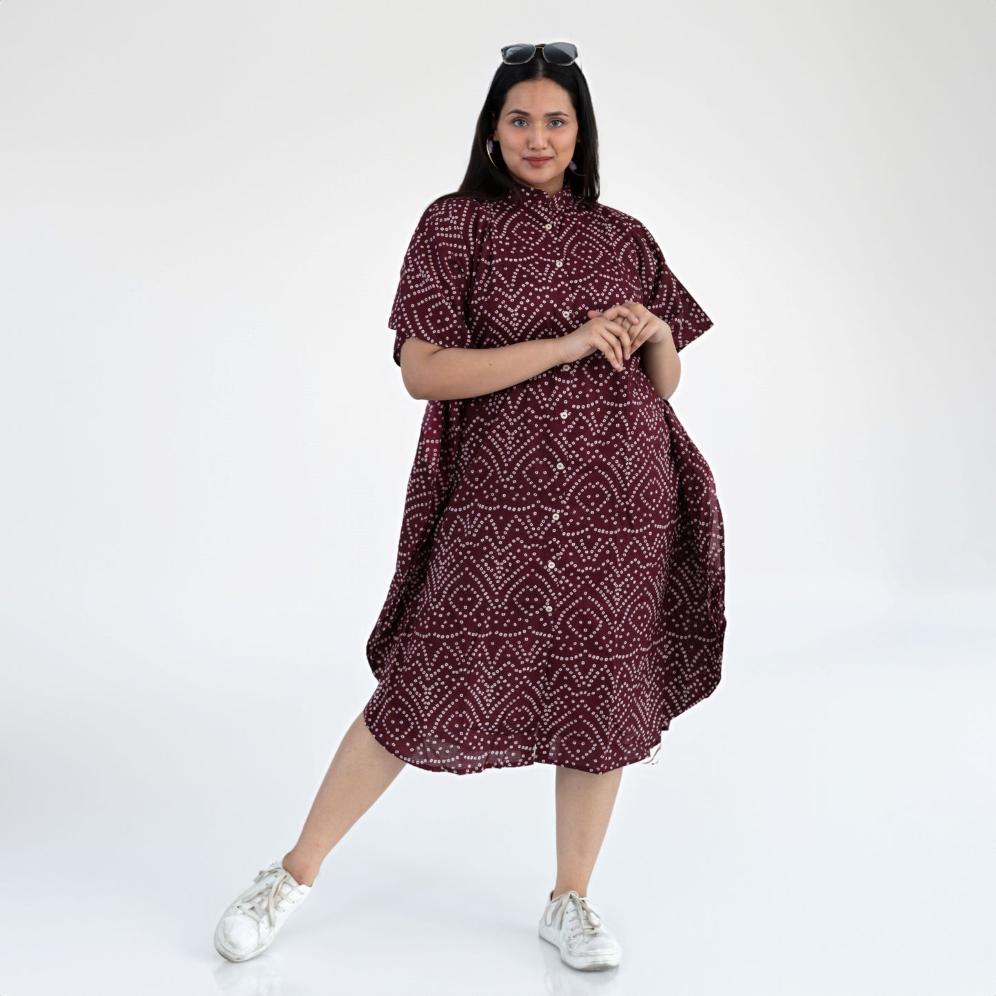 Maroon Bandhani Kaftan