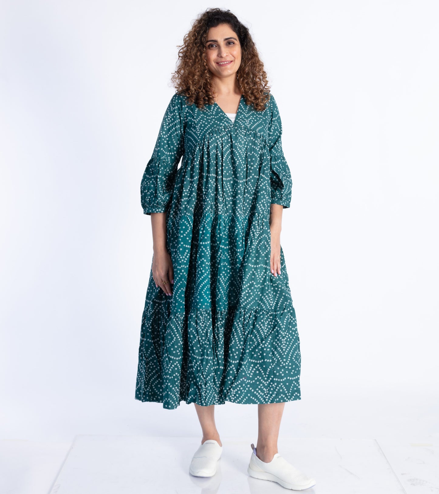 Marie Dress in Cotton Bandhani