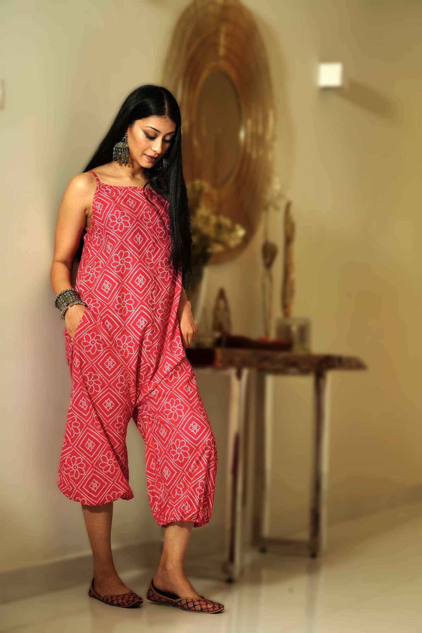 Bandhani Jumpsuit - Pink