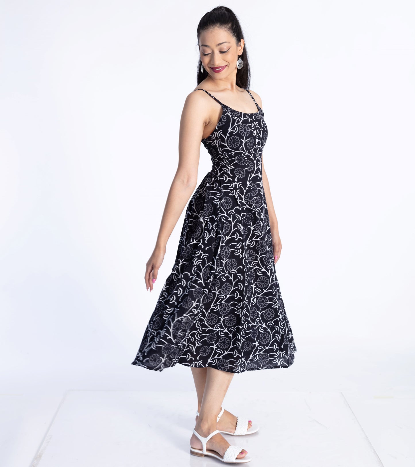 Shirred Summer Dress - Black