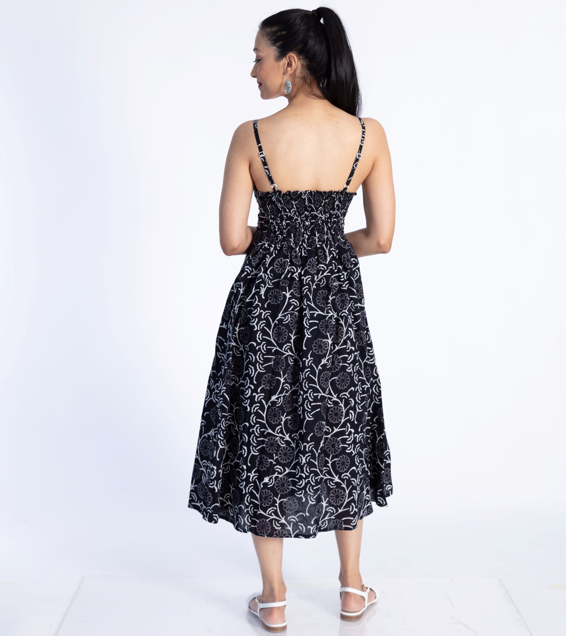 Shirred Summer Dress - Black MiSh Shirred Summer Dress - Black MiSh