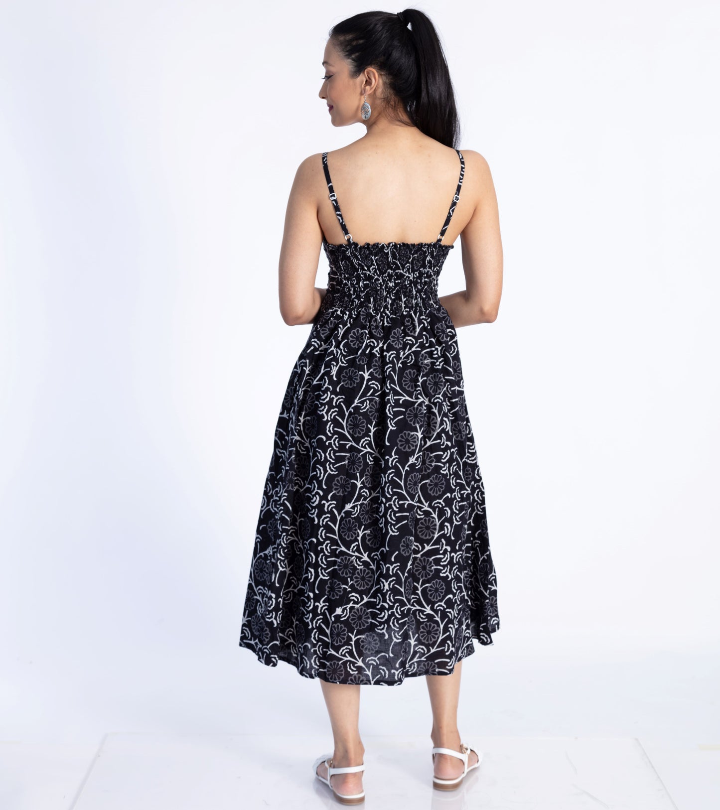 Shirred Summer Dress - Black