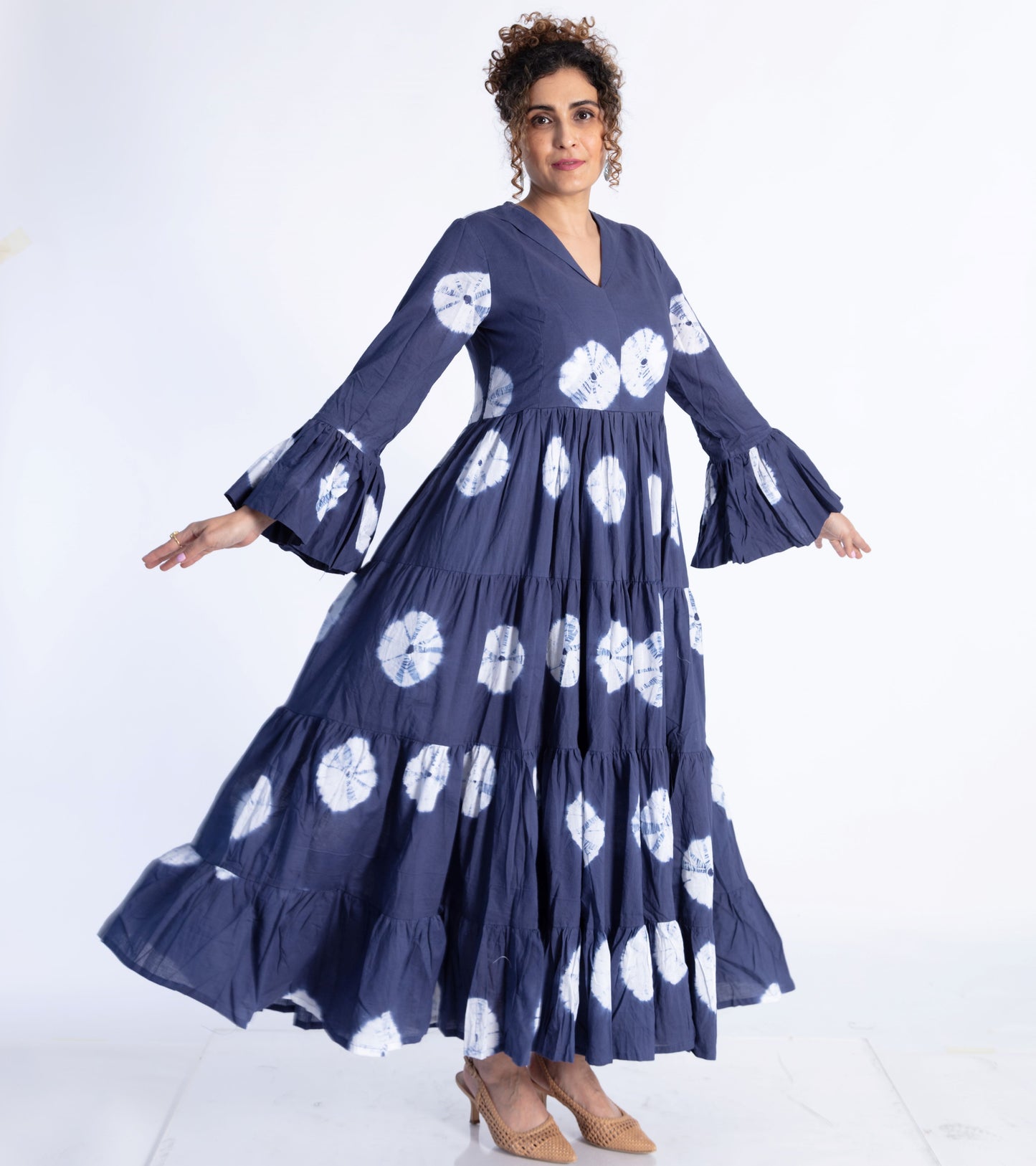 Tie Dye Modest Dress - Blue