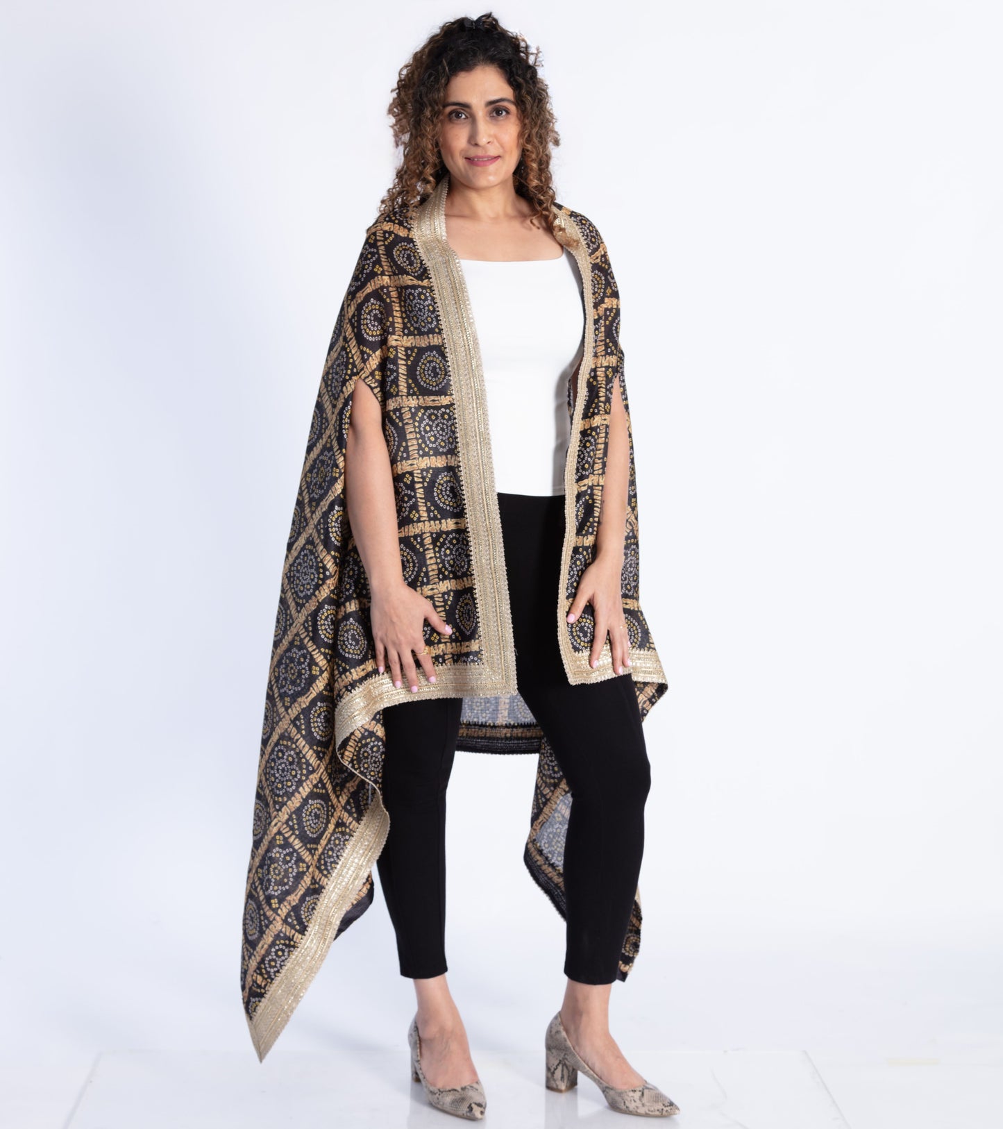 Black Bandhani Ethnic Cape