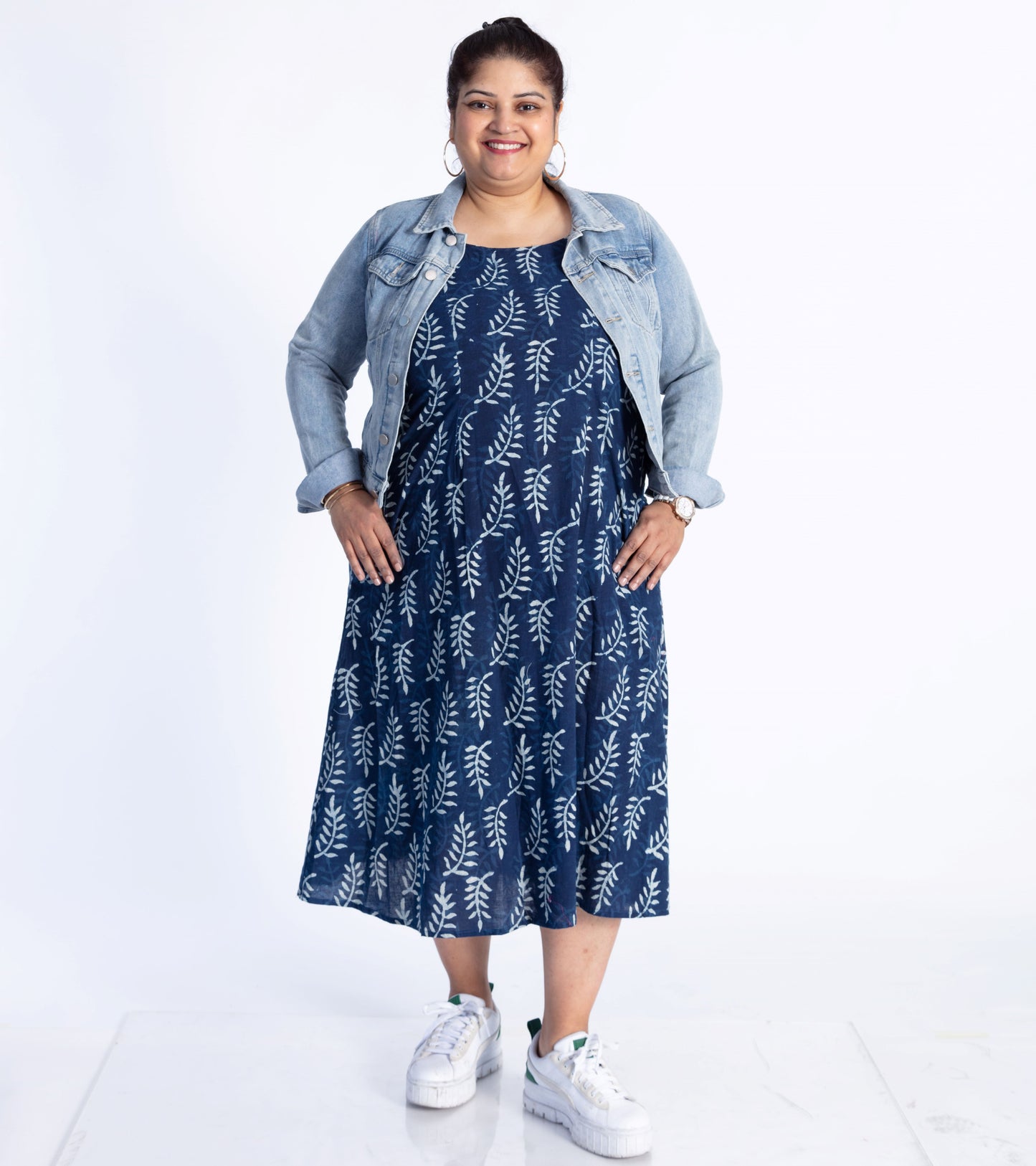 Shirred Summer Dress - Indigo