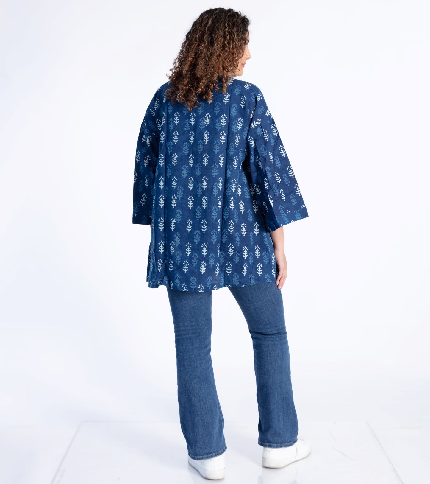 Indigo Motif Cotton Shrug