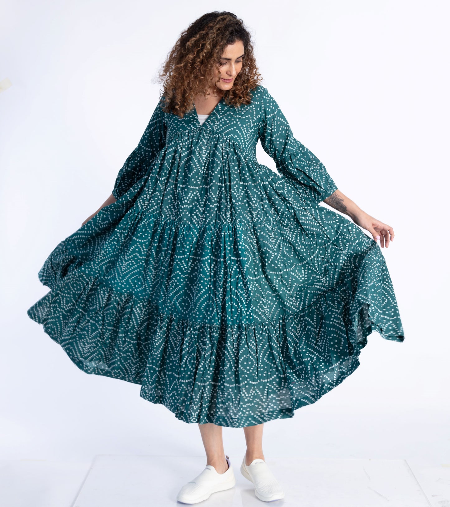 Marie Dress in Cotton Bandhani