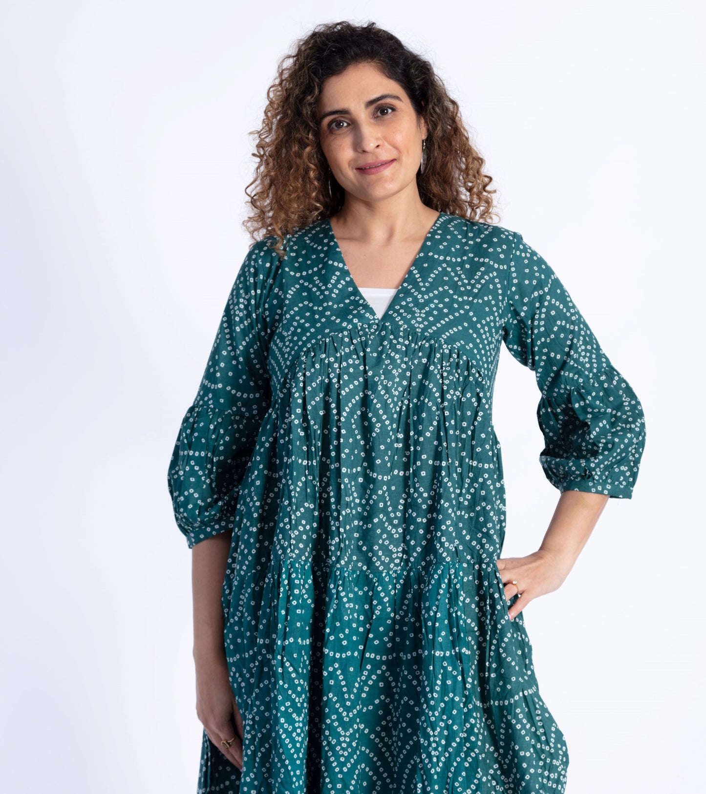 Marie Dress in Cotton Bandhani