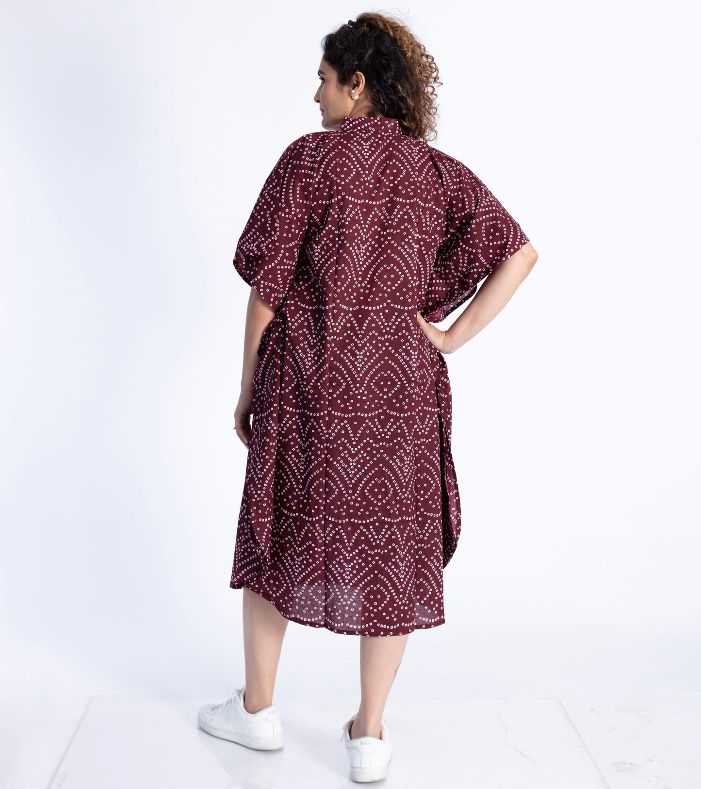 Maroon Bandhani Kaftan