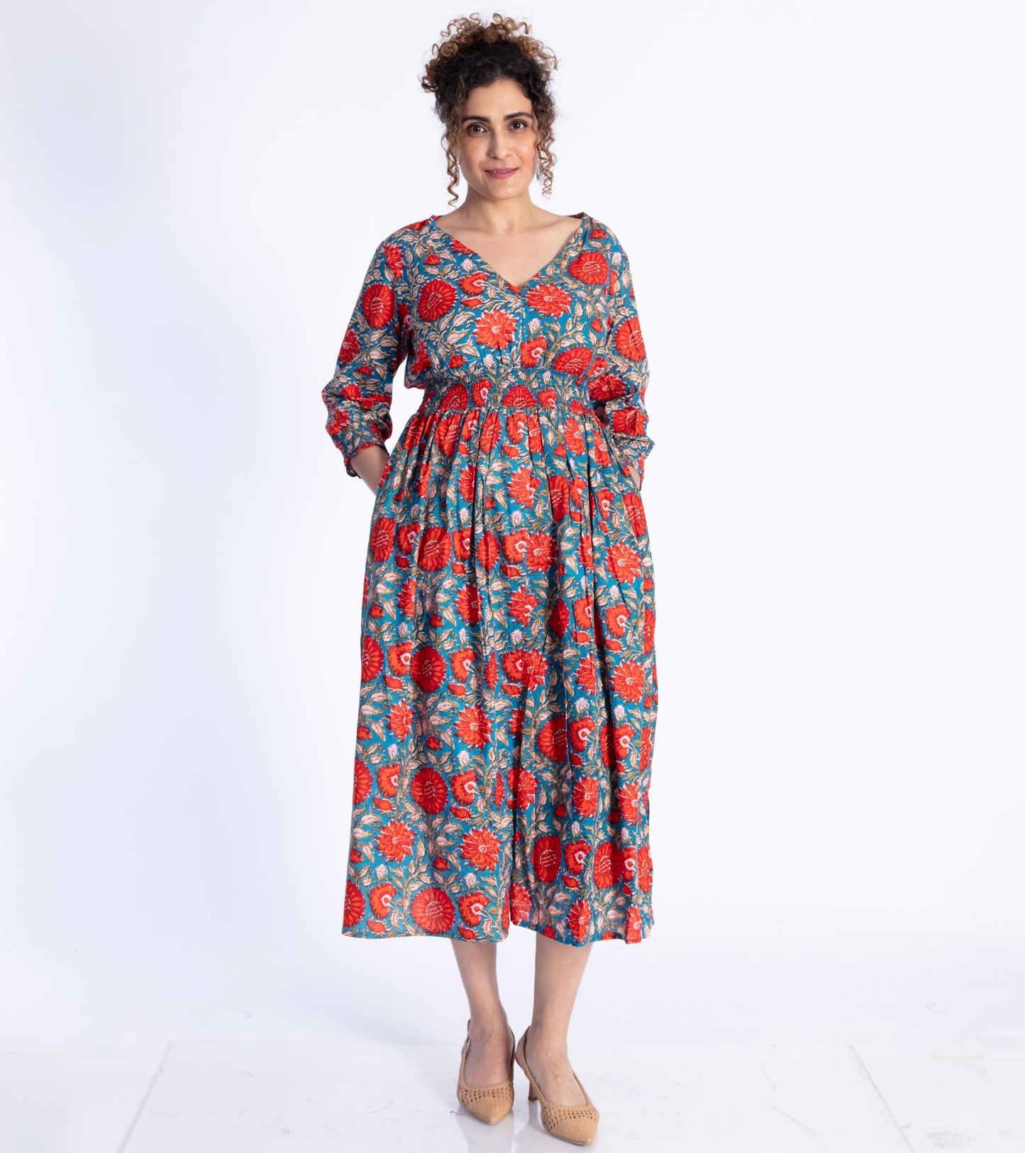 Red Floral Kalamkari Dress