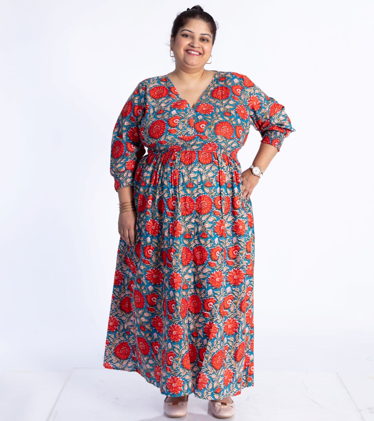 Red Floral Kalamkari Dress