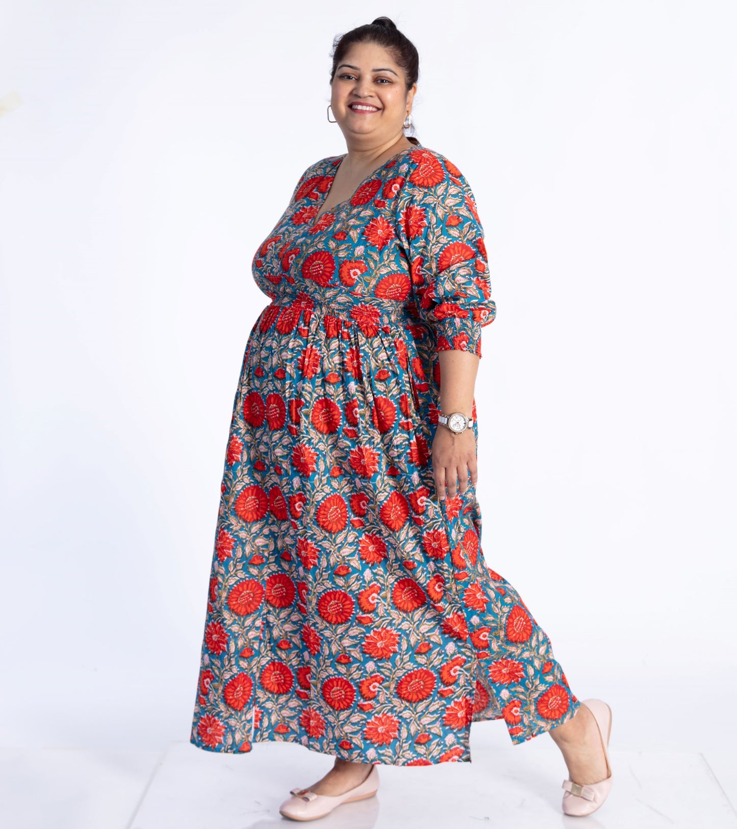 Red Floral Kalamkari Dress